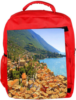 

Snoogg Eco Friendly Canvas Green Tall Tree Designer Backpack Rucksack School Travel Unisex Casual Canvas Bag Bookbag Satchel 5 L Backpack(Red)