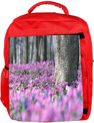 

Snoogg Eco Friendly Canvas Pink Flowers Designer Backpack Rucksack School Travel Unisex Casual Canvas Bag Bookbag Satchel 5 L Backpack(Red)