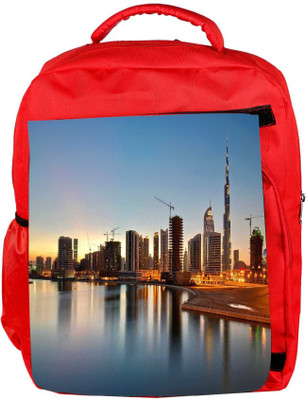 

Snoogg Eco Friendly Canvas Dubai The Dream City Designer Backpack Rucksack School Travel Unisex Casual Canvas Bag Bookbag Satchel 5 L Backpack(Red)