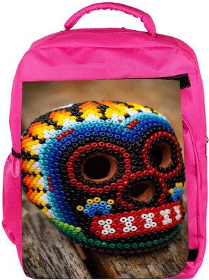 

Snoogg Eco Friendly Canvas Beaded Skull Backpack Rucksack School Travel Unisex Casual Canvas Bag Bookbag Satchel 5 L Backpack(Pink)