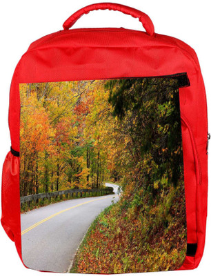 

Snoogg Eco Friendly Canvas Forest Road Designer Backpack Rucksack School Travel Unisex Casual Canvas Bag Bookbag Satchel 5 L Backpack(Red)