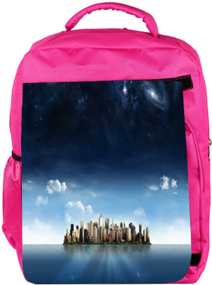 

Snoogg Eco Friendly Canvas City In An Island Designer Backpack Rucksack School Travel Unisex Casual Canvas Bag Bookbag Satchel 5 L Backpack(Pink)