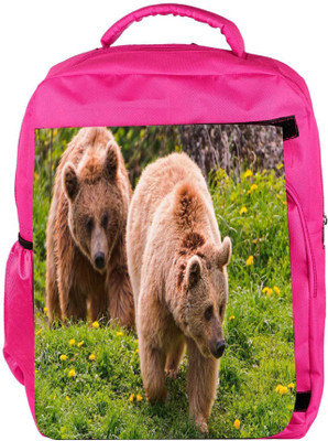 

Snoogg Eco Friendly Canvas Walking Bear Designer Backpack Rucksack School Travel Unisex Casual Canvas Bag Bookbag Satchel 5 L Backpack(Pink)