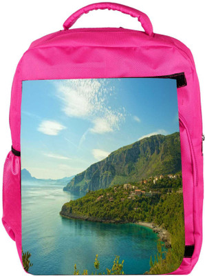 

Snoogg Eco Friendly Canvas Mixed Green Background Designer Backpack Rucksack School Travel Unisex Casual Canvas Bag Bookbag Satchel 5 L Backpack(Pink)