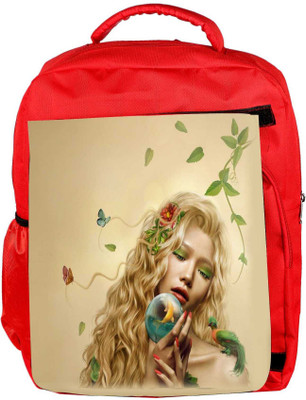 

Snoogg Eco Friendly Canvas Mother Nature 2661 Backpack Rucksack School Travel Unisex Casual Canvas Bag Bookbag Satchel 5 L Backpack(Red)
