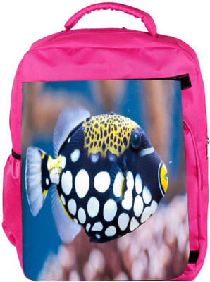 Snoogg Eco Friendly Canvas Fish Animal Designer Backpack Rucksack School Travel Unisex Casual Canvas Bag Bookbag Satchel 5 L Backpack(Pink)
