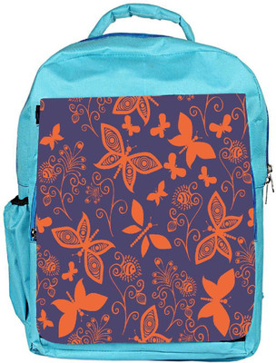 

Snoogg Eco Friendly Canvas Orange Butterflies In Purple Pattern Designer Backpack Rucksack School Travel Unisex Casual Canvas Bag Bookbag Satchel 5 L Backpack(Blue)