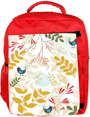 

Snoogg Eco Friendly Canvas Colorful Leaves Pattern Designer Backpack Rucksack School Travel Unisex Casual Canvas Bag Bookbag Satchel 5 L Backpack(Red)