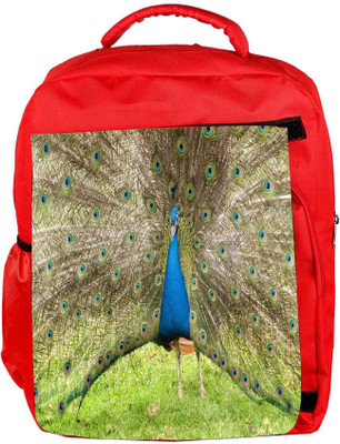 

Snoogg Eco Friendly Canvas Colorful Peacock Backpack Rucksack School Travel Unisex Casual Canvas Bag Bookbag Satchel 5 L Backpack(Red)
