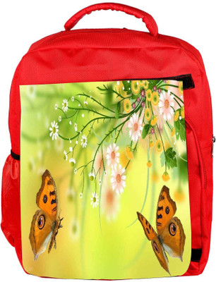 

Snoogg Eco Friendly Canvas Butterfly Around The Summer 2601 Backpack Rucksack School Travel Unisex Casual Canvas Bag Bookbag Satchel 5 L Backpack(Red)