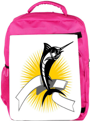 

Snoogg Eco Friendly Canvas Blue Marlin Jumping Backpack Rucksack School Travel Unisex Casual Canvas Bag Bookbag Satchel 5 L Backpack(Pink)