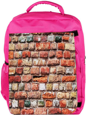 

Snoogg Eco Friendly Canvas Colorful Brick Wall Designer Backpack Rucksack School Travel Unisex Casual Canvas Bag Bookbag Satchel 5 L Backpack(Pink)
