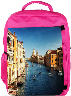

Snoogg Eco Friendly Canvas Abstract City Designer Backpack Rucksack School Travel Unisex Casual Canvas Bag Bookbag Satchel 5 L Backpack(Pink)