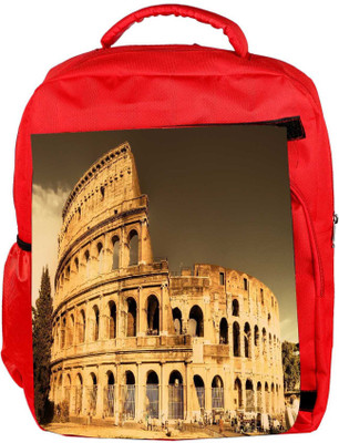 

Snoogg Eco Friendly Canvas Abstract Building Designer Backpack Rucksack School Travel Unisex Casual Canvas Bag Bookbag Satchel 5 L Backpack(Red)