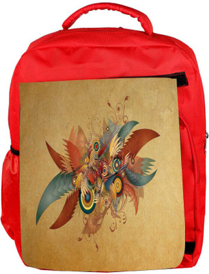 

Snoogg Eco Friendly Canvas Feathers And Circles Designer Backpack Rucksack School Travel Unisex Casual Canvas Bag Bookbag Satchel 5 L Backpack(Red)
