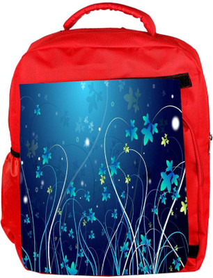 

Snoogg Eco Friendly Canvas Blue Petals Designer Backpack Rucksack School Travel Unisex Casual Canvas Bag Bookbag Satchel 5 L Backpack(Red)