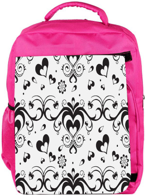 

Snoogg Eco Friendly Canvas Black Heart Grey Pattern Designer Backpack Rucksack School Travel Unisex Casual Canvas Bag Bookbag Satchel 5 L Backpack(Pink)