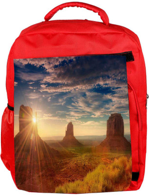 

Snoogg Eco Friendly Canvas Mountains Sunrise Designer Backpack Rucksack School Travel Unisex Casual Canvas Bag Bookbag Satchel 5 L Backpack(Red)