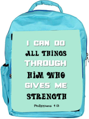 

Snoogg Eco Friendly Canvas Him Who Gives Me Strength Quote Backpack Rucksack School Travel Unisex Casual Canvas Bag Bookbag Satchel 5 L Backpack(Blue)