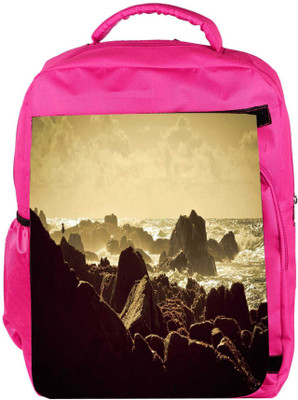 

Snoogg Eco Friendly Canvas Rocks In The Sea Designer Backpack Rucksack School Travel Unisex Casual Canvas Bag Bookbag Satchel 5 L Backpack(Pink)
