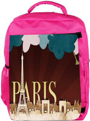 

Snoogg Eco Friendly Canvas Paper Paris Designer Backpack Rucksack School Travel Unisex Casual Canvas Bag Bookbag Satchel 5 L Backpack(Pink)
