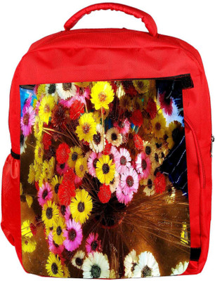 

Snoogg Eco Friendly Canvas Colorful Flowers Background Backpack Rucksack School Travel Unisex Casual Canvas Bag Bookbag Satchel 5 L Backpack(Red)