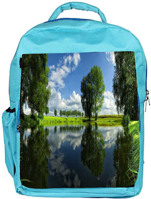 Snoogg Eco Friendly Canvas Green Tree And Clouds Designer Backpack Rucksack School Travel Unisex Casual Canvas Bag Bookbag Satchel 5 L Backpack(Blue)