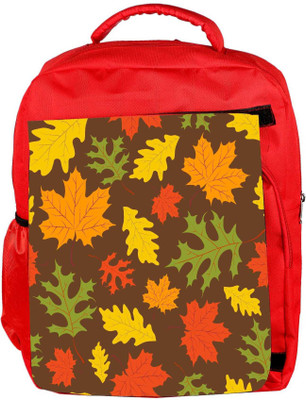 

Snoogg Eco Friendly Canvas Multicolor Leaves Designer Backpack Rucksack School Travel Unisex Casual Canvas Bag Bookbag Satchel 5 L Backpack(Red)