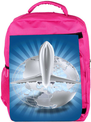 

Snoogg Eco Friendly Canvas Airlines Theme Backpack Rucksack School Travel Unisex Casual Canvas Bag Bookbag Satchel 5 L Backpack(Pink)