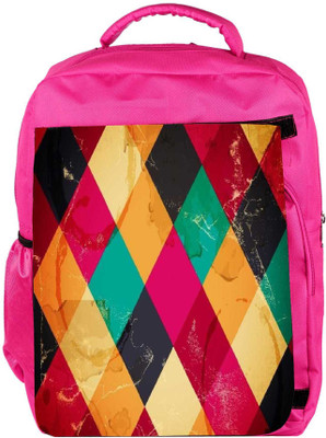 

Snoogg Eco Friendly Canvas Rhombbus Rainbows Backpack Rucksack School Travel Unisex Casual Canvas Bag Bookbag Satchel 5 L Backpack(Pink)