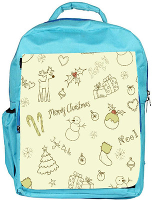 

Snoogg Eco Friendly Canvas Merry Christmas Green Pattern Designer Backpack Rucksack School Travel Unisex Casual Canvas Bag Bookbag Satchel 5 L Backpack(Blue)