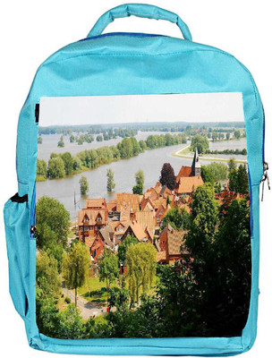 

Snoogg Eco Friendly Canvas Orange Roof Houses Designer Backpack Rucksack School Travel Unisex Casual Canvas Bag Bookbag Satchel 5 L Backpack(Blue)