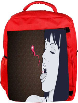 

Snoogg Eco Friendly Canvas Breathing Out Love Vector Designer Backpack Rucksack School Travel Unisex Casual Canvas Bag Bookbag Satchel 5 L Backpack(Red)