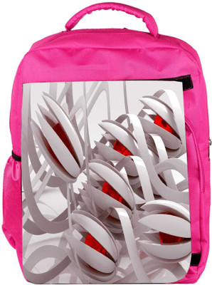 

Snoogg Eco Friendly Canvas Abstract White Flower Designer Backpack Rucksack School Travel Unisex Casual Canvas Bag Bookbag Satchel 5 L Backpack(Pink)