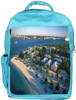 

Snoogg Eco Friendly Canvas White Beach Houses Designer Backpack Rucksack School Travel Unisex Casual Canvas Bag Bookbag Satchel 5 L Backpack(Blue)