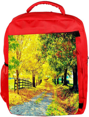 

Snoogg Eco Friendly Canvas Green Leaves Designer Backpack Rucksack School Travel Unisex Casual Canvas Bag Bookbag Satchel 5 L Backpack(Red)