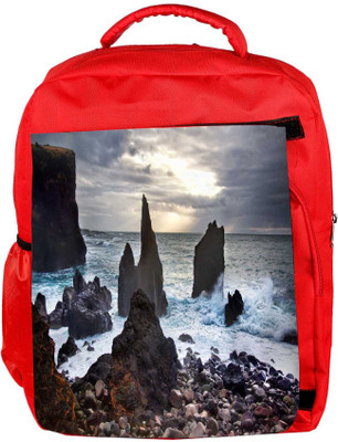 

Snoogg Eco Friendly Canvas Beach Side Pebble Stones Designer Backpack Rucksack School Travel Unisex Casual Canvas Bag Bookbag Satchel 5 L Backpack(Red)