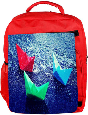 

Snoogg Eco Friendly Canvas Paper Boats Designer Backpack Rucksack School Travel Unisex Casual Canvas Bag Bookbag Satchel 5 L Backpack(Red)