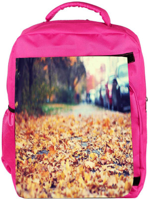 

Snoogg Eco Friendly Canvas Roadside Leaves Designer Backpack Rucksack School Travel Unisex Casual Canvas Bag Bookbag Satchel 5 L Backpack(Pink)