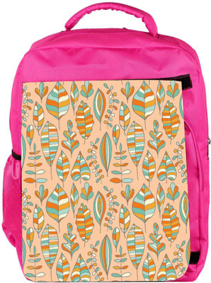 

Snoogg Eco Friendly Canvas Multicolor Cream Leaves Designer Backpack Rucksack School Travel Unisex Casual Canvas Bag Bookbag Satchel 5 L Backpack(Pink)