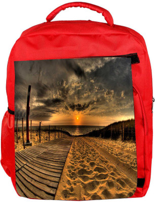 

Snoogg Eco Friendly Canvas Sunset Sea Sand Designer Backpack Rucksack School Travel Unisex Casual Canvas Bag Bookbag Satchel 5 L Backpack(Red)