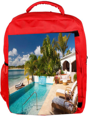 

Snoogg Eco Friendly Canvas Resort View Designer Backpack Rucksack School Travel Unisex Casual Canvas Bag Bookbag Satchel 5 L Backpack(Red)