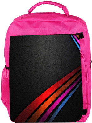 

Snoogg Eco Friendly Canvas Colored Lines On Leather Designer Backpack Rucksack School Travel Unisex Casual Canvas Bag Bookbag Satchel 5 L Backpack(Pink)