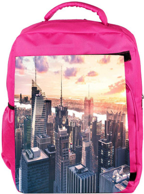 

Snoogg Eco Friendly Canvas Abstract Buildings Designer Backpack Rucksack School Travel Unisex Casual Canvas Bag Bookbag Satchel 5 L Backpack(Pink)