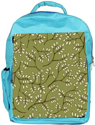 

Snoogg Eco Friendly Canvas White Leaves Pattern Green Designer Backpack Rucksack School Travel Unisex Casual Canvas Bag Bookbag Satchel 5 L Backpack(Blue)