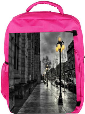 

Snoogg Eco Friendly Canvas Night At Street Designer Backpack Rucksack School Travel Unisex Casual Canvas Bag Bookbag Satchel 5 L Backpack(Pink)