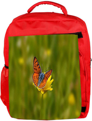 

Snoogg Eco Friendly Canvas Orange Butterfly In Yellow Flower Designer Backpack Rucksack School Travel Unisex Casual Canvas Bag Bookbag Satchel 5 L Backpack(Red)