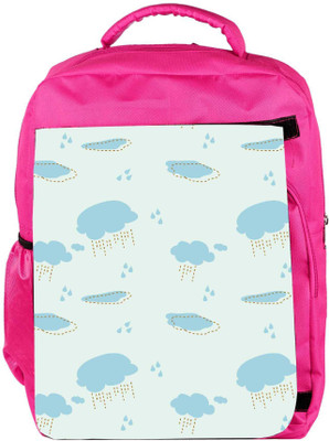 Snoogg Eco Friendly Canvas Cloudy Rainy Pattern Backpack Rucksack School Travel Unisex Casual Canvas Bag Bookbag Satchel 5 L Backpack(Pink)