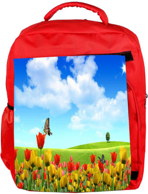 

Snoogg Eco Friendly Canvas Butterfly In Flower Designer Backpack Rucksack School Travel Unisex Casual Canvas Bag Bookbag Satchel 5 L Backpack(Red)