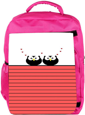 

Snoogg Eco Friendly Canvas Love Owl Birds Backpack Rucksack School Travel Unisex Casual Canvas Bag Bookbag Satchel 5 L Backpack(Pink)